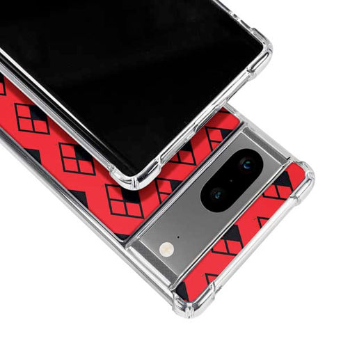 DC Comics Harley Quinn Logo Pattern Google Pixel 7a Clear Case